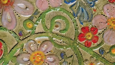 Detail of plater Elena Bozhko-Marshall Detail of ceramic plater with flowers and birds