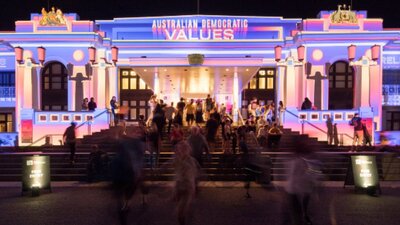 Old Parliament House illuminated