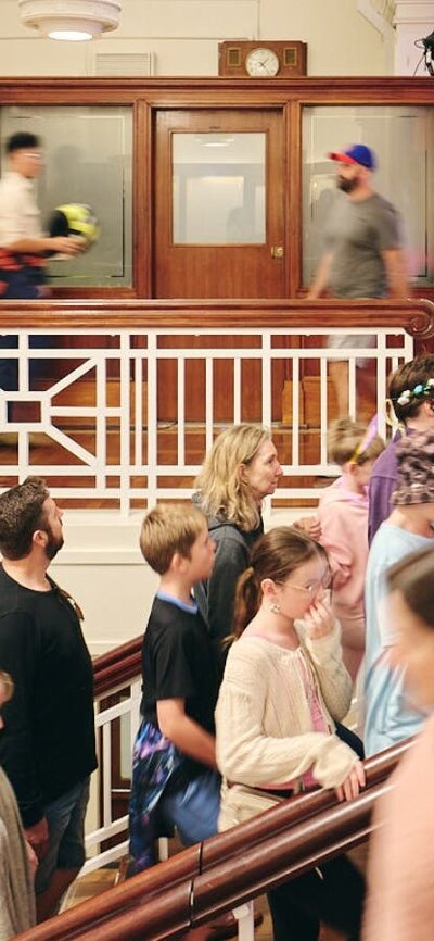 People walking into Old Parliament House