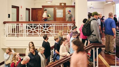 People walking into Old Parliament House