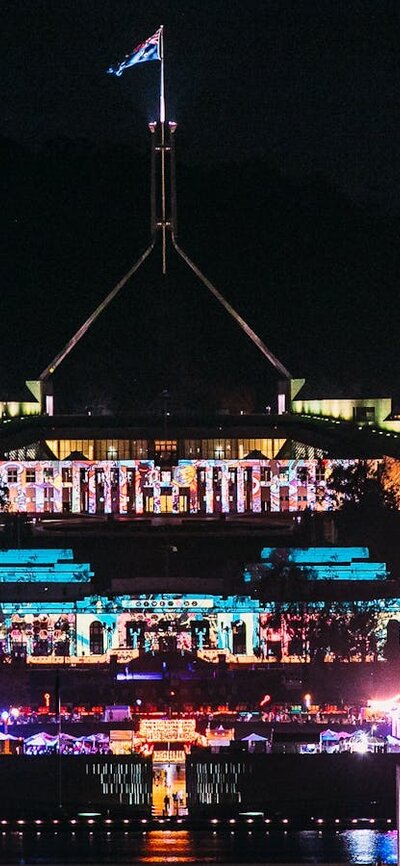 Parliament House lit up