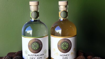 Australian Dry and Honey Gin Bottles of Australian Dry and Honey Gin