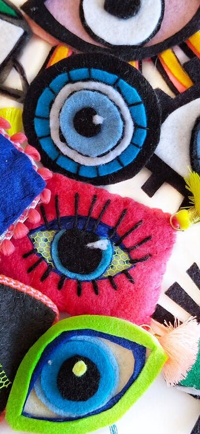 Colourful felt eyes