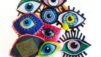 Colourful felt eyes
