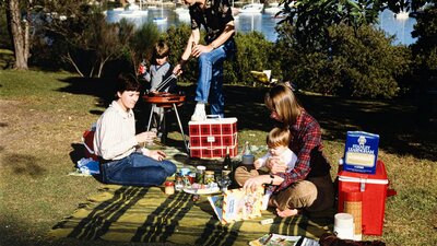 A family having a picnic on a sunny day