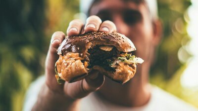 Father's Day GUY-Tea Man holding Burger