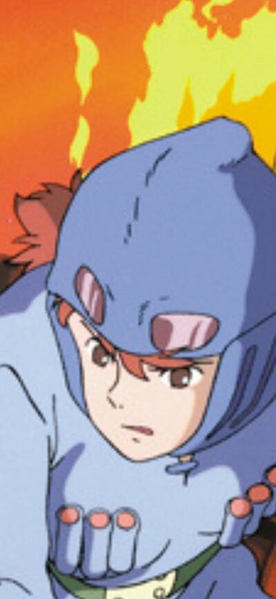 animation of a figure squatting with fire and a creature behind him