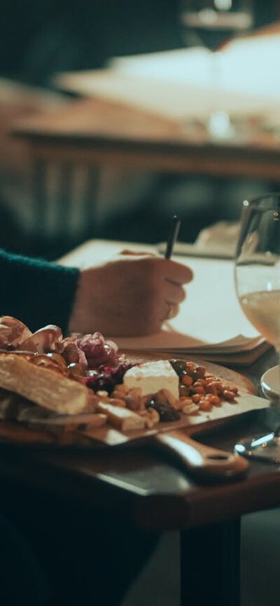 Table with charcutierie platter