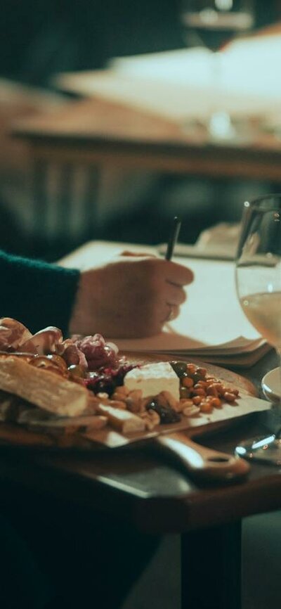Table with charcutierie platter