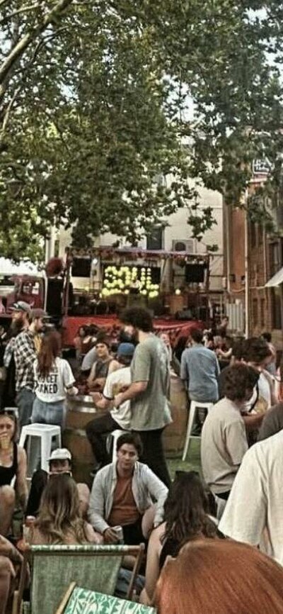laneway full of people for festival