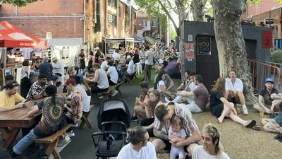 laneway full of people for festival