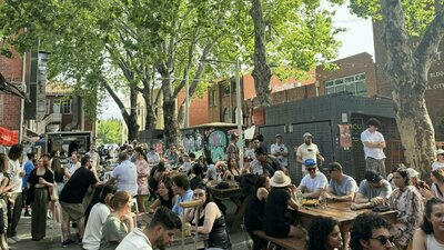 laneway full of people for festival