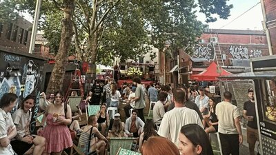 laneway full of people for festival