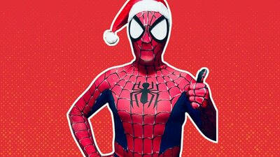Spider-Man in santa hat