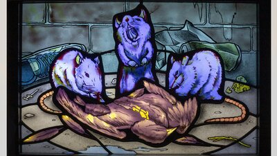 Jordan Benson, Rats, 2024 Led Glass Artwork