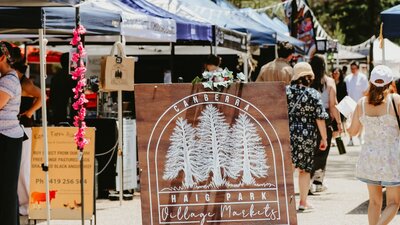 The Haig Park Village Markets sign