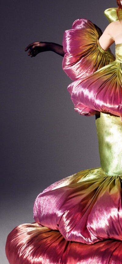 Lady modelling The Peony Dress.