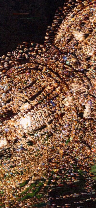 Chandelier lit up on the floor