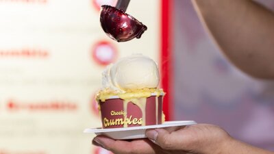 Cheeky Crumbles fruit crumble being made