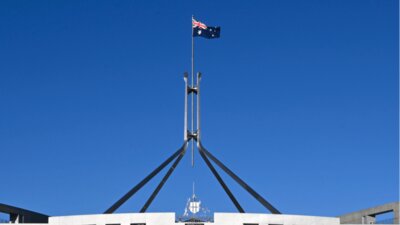 An image of Parliament House, on a clear sunny day.