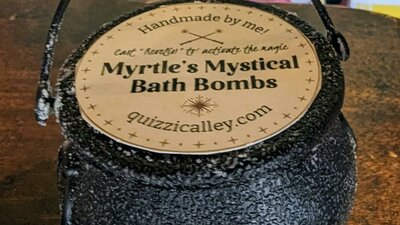 A magical bath bomb - complete with label - from Quizzic Alley