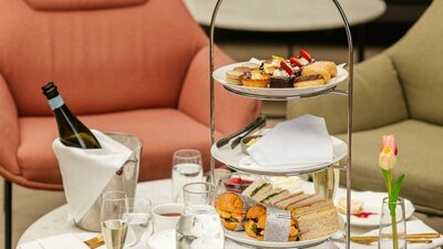 High Tea at Pavilion High tea stand with selection of finger foods