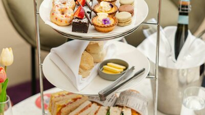 High Tea at Pavilion High tea stand with selection of finger foods
