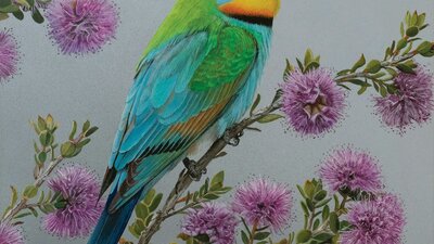 Rainbow Bee-eater Painting by Greg Oakley Rainbow Bee-eater Painting by Greg Oakley