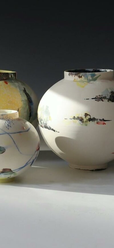 Pitta series, porcelain, underglaze, glaze stains, terra sigilata and glaze by Shannon Garson Pitta series, porcelain, underglaze, glaze stains, terra sigilata and glaze by Shannon Garson
