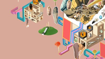 Annie Lok, Rabbit Hole #99, 2025. Digital collage of imagined city.