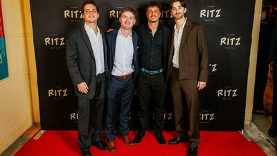 Dominic Cutrone, Jonah Nethercott, Massimo Di Napoli, Max Mohr pose at the Sydney Premiere Dominic Cutrone, Jonah Nethercott, Massimo Di Napoli, Max Mohr