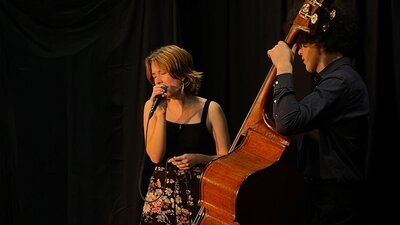 Harrison Whalan and Imogene Blake preforming live