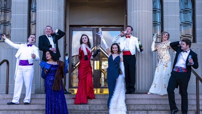 Group of actors in Opera finery Group of actors in Opera finery