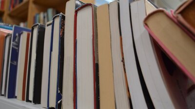 book Lovers Lane Books on a trestle table