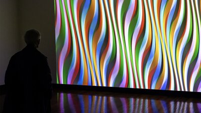 Installation of Taree Mackenzie’s RGB Wave, 2025, in Light Source at the ANU Drill Hall Gallery. Installation of Taree Mackenzie’s RGB Wave, 2025, in Light Source at the ANU Drill Hall Gallery.