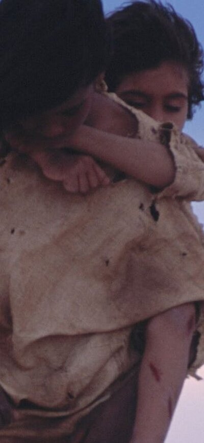 Rabbit-Proof Fence (2002) One young person piggy backs a younger person in a desolate setting