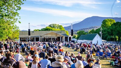 Live at Lanyon Performance from 2024, People watch CSO perform outdoors at Lanyon Homestead