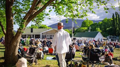 Live at Lanyon Performance from 2024, People watch CSO perform outdoors at Lanyon Homestead