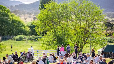 Live at Lanyon Performance from 2024, People watch CSO perform outdoors at Lanyon Homestead