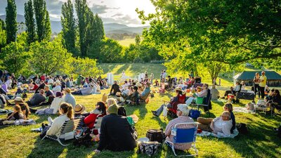 Live at Lanyon Performance from 2024, People watch CSO perform outdoors at Lanyon Homestead