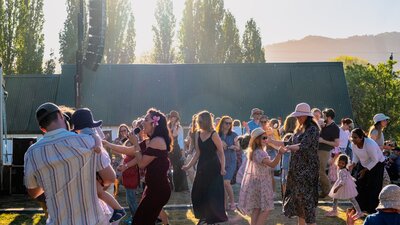 People dancing near stage at Live at Lanyon