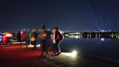 CBR Cinematic City enjoying a night walk around the Lake