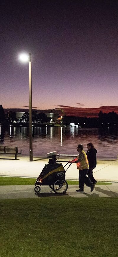 Localjinni's Projector Pram  out for a stroll around Lake Burley Griffin