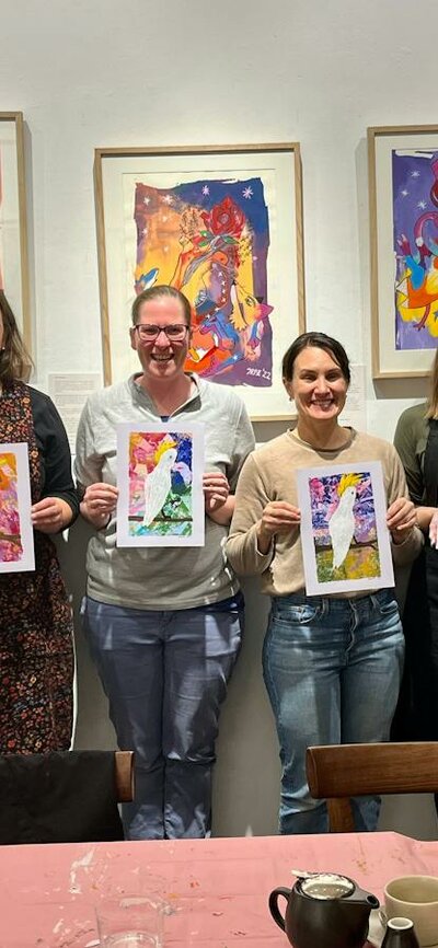 Workshop participants showing off their finished works of art!