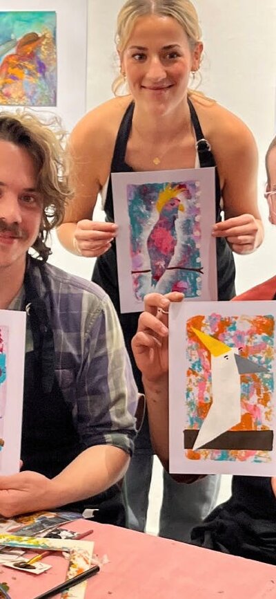 Workshop participants showing off their finished works of art! Workshop participants showing off their finished works of art!