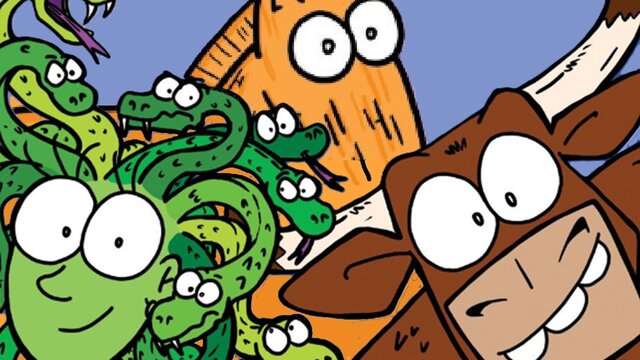 Make Monsters with David Conley Smiling cartoon versions of a gorgon a bull and a horse