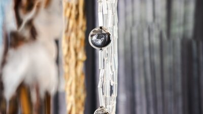 Detail of Maree Clark Necklace showing String and beads