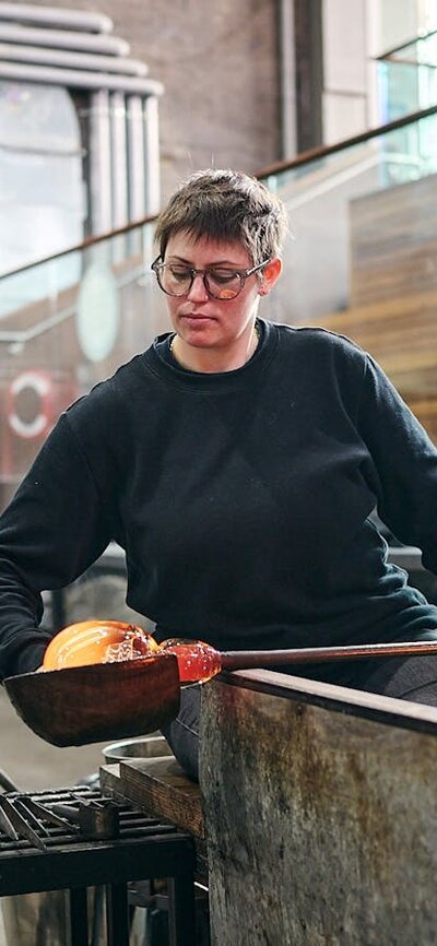 Katie-Ann Houghton glass blowing Artist in the Hotshop