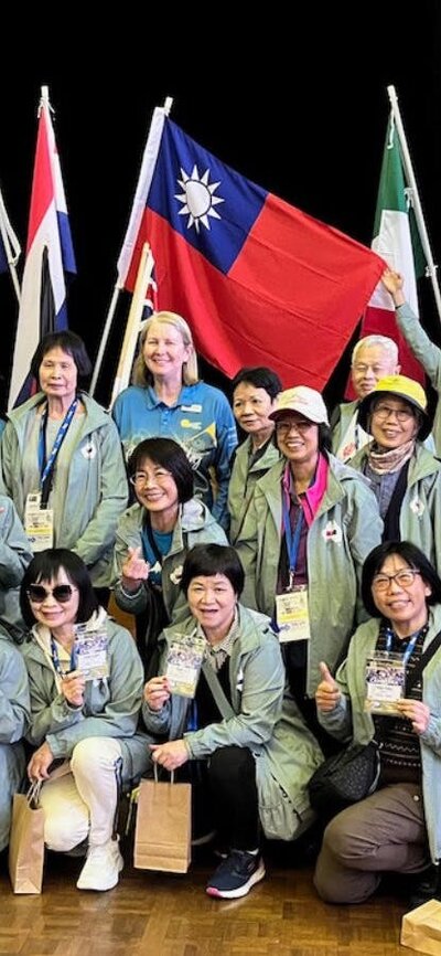 Taiwanese walking team Taiwanese walking team with flags