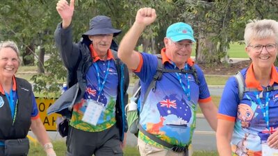 Four walkers finishing Four walkers finishing